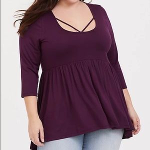 Torrid Super Soft Criss Cross Babydoll Top Size 1